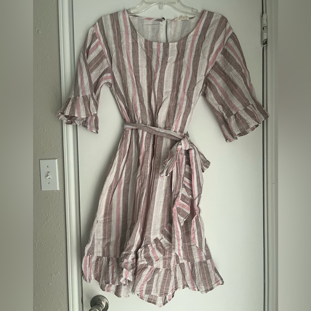 Striped Pink and White Ruffle Dress